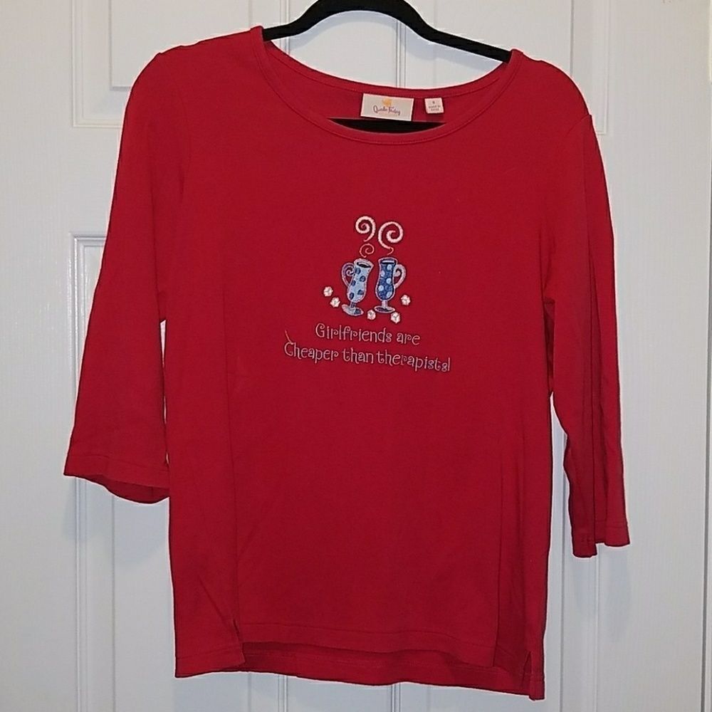 Quacker Factory Red girlfriends top Sz. S EUC